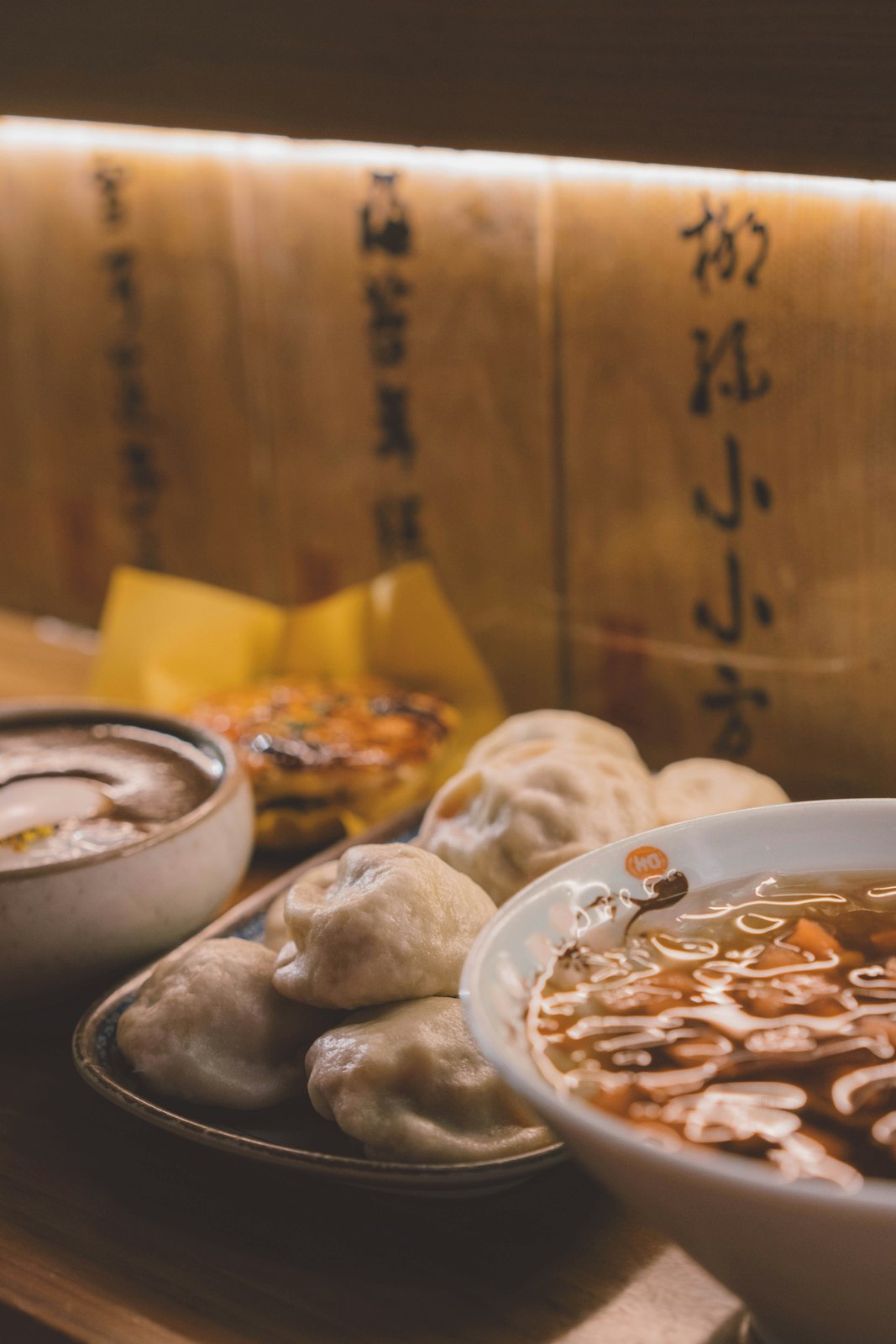 Chinese buns and noodle soup