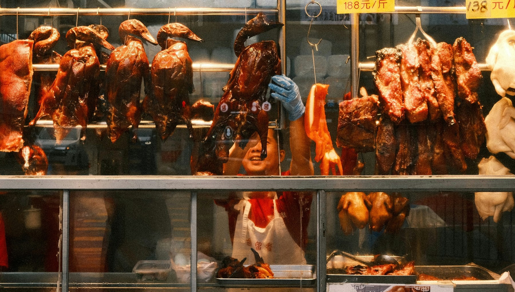 Roast duck displayed in a Beijing restaurant