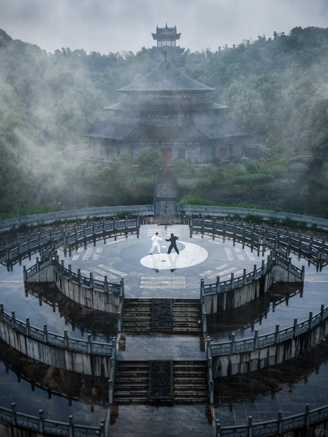 Traditional circular architecture at Hangzhou West Lake