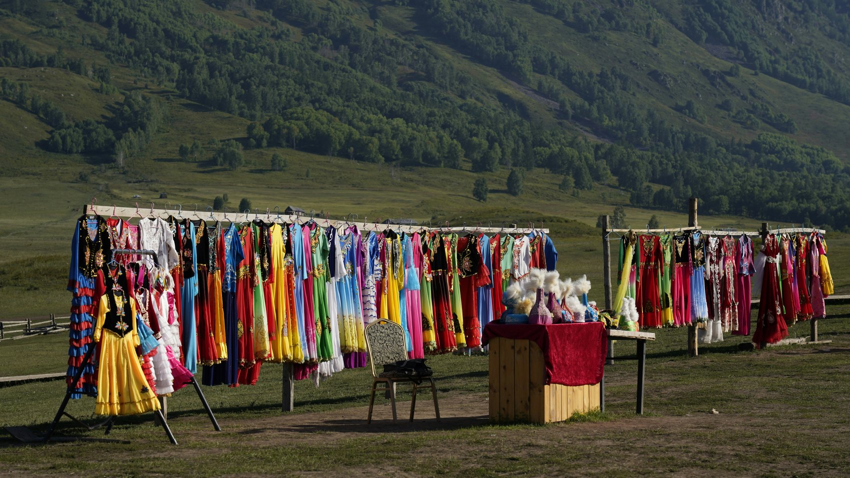 Prayer flags and mountain landscape in western China