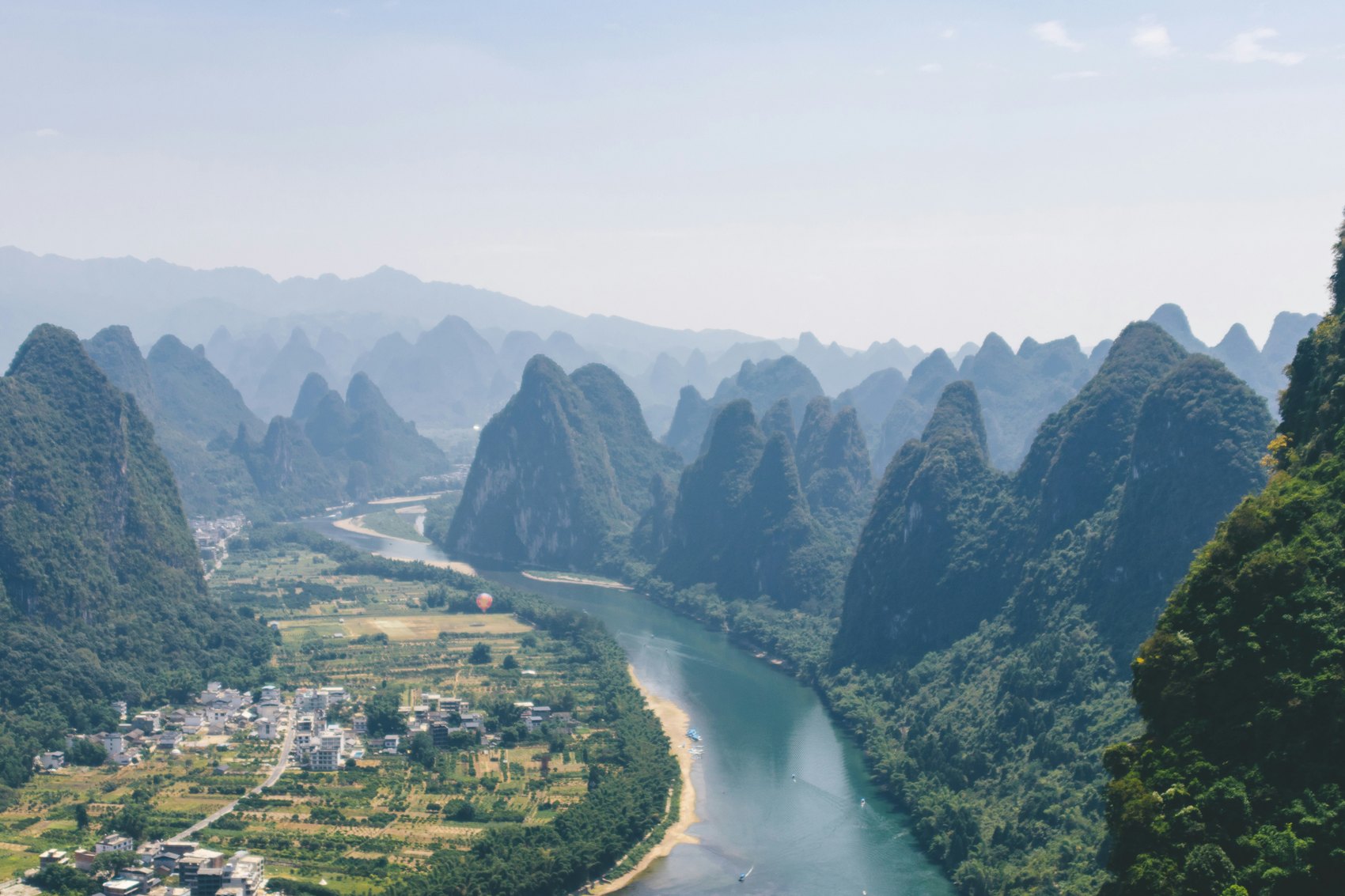 River winding through Guangxi karst mountains